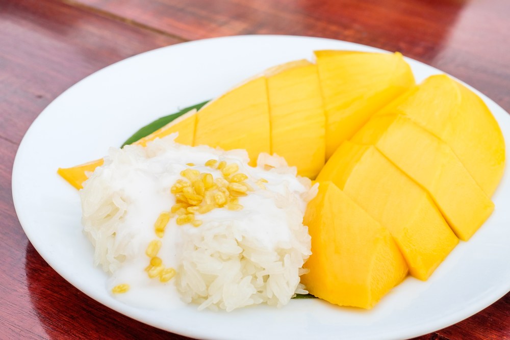 This is a dessert from Thailand where it is a combination of sweet mangoes and coconut infused sticky rice.